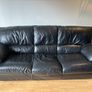 Black Leather Sofa & Recliner Image 2