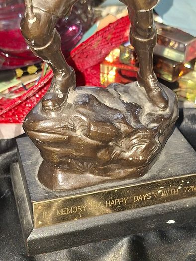 Beautiful Rare Old Heavy Bronze Boy Scout Statue, IN MEMORY OF HAPPY DAYS WITH 72ND, the  72nd Killester Scout Troop based in Dublin