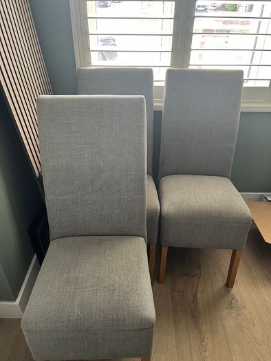 3 Grey fabric kitchen chairs