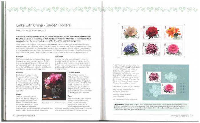 2015 Jersey Stamp Year Book (hardback) issued by Jersey Post includes 28 images of contents