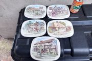 5 vintage tin and wood place mats