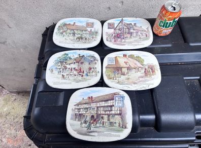 5 vintage tin and wood place mats