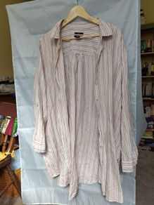 Rose and white striped linen shirt or shirt dress