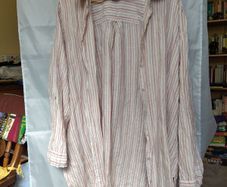 Rose and white striped linen shirt or shirt dress
