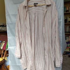 Rose and white striped linen shirt or shirt dress