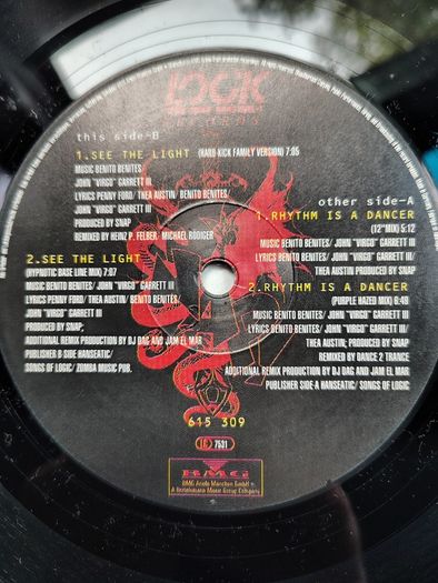 Snap! - Rhythm Is A Dancer Vinyl 12" EP (1992) Euro House Trance w/Picture Sleeve VG+