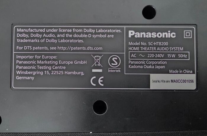 Panasonic sound bar 80w