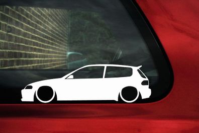 Honda civic car outline sticker x 2