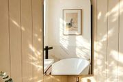 Corner Bathroom Cabinets with Mirror, Black Arched Bathroom Mirror Cabinet, 80x40CM Mirrored Cabinet for Bathroom, Wooden Single Door Storage Mirror Wall Mounted Cabinets with HD Mirror