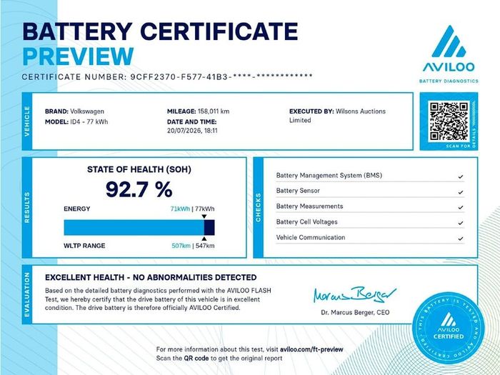 82kWh VW ID.4 PRO 2023-battery health-"Excellent"