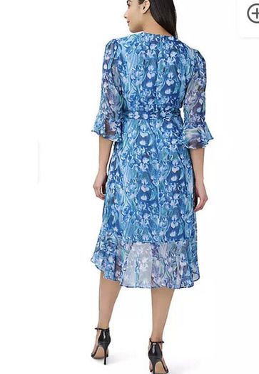 Adrianna Papell Blue Floral Chiffon