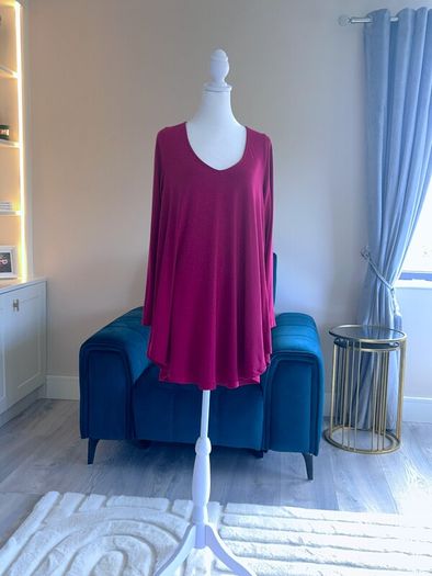 Ladies Long Sleeved Raspberry Pink Top from Basic Mat. Size UK 20-22 / EU 48-50