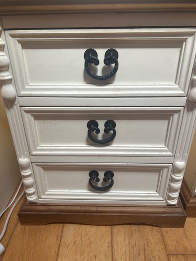 Cream and Wooden Bedside Table