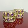 Silver earrings Harry Ivens Amethyst & Chrome Diopside Hoop Earrings Image 3