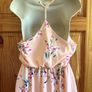 Ladies Peach Floral maxi dress W/ side slits size M 12 includes postage Image 7