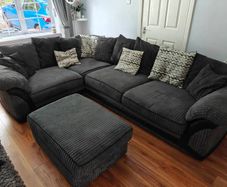 Corner sofa and footstool