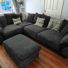 Corner sofa and footstool