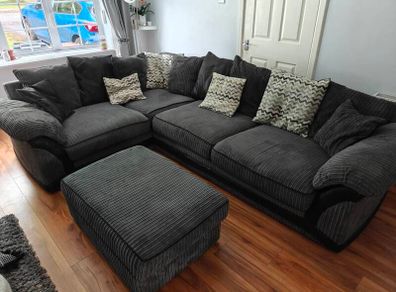 Corner sofa and footstool