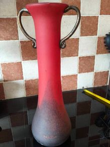 Rare Franz Caffrey Handcrafted Art Nouveau Vase  with Copper Handles