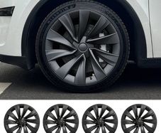 Tesla Model Y Juniper 19" Hub Caps - Turbine Style Black (Set of 4) - NEW Unopened Box
