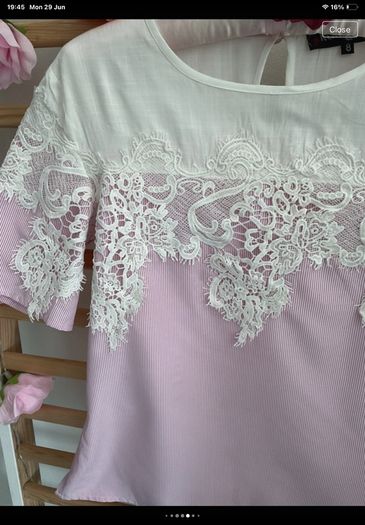 short sleeve pink & white top uk size 8 rant & rave brand