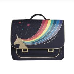 Jeune Premier Unicorn Gold Midi School Bag Navy blue