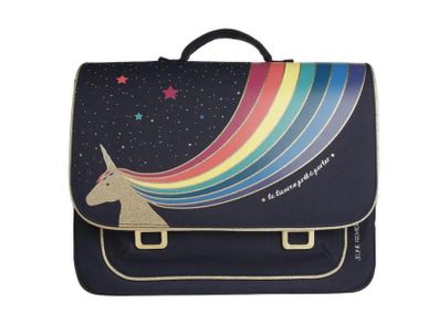 Jeune Premier Unicorn Gold Midi School Bag Navy blue