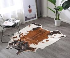 Cow Print Rug 4.1x4.5 Feet faux Cow hide rug Animal printed area rug carpet for home