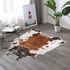 Cow Print Rug 4.1x4.5 Feet faux Cow hide rug Animal printed area rug carpet for home