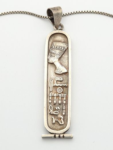 Vintage 925 Sterling Silver Egyptian Pharaoh Necklace