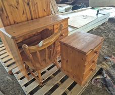 Pine Desk, Chair, Bedside Locker