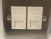 1 Gang Brushed Steel Double RJ45 Plate