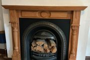 Fireplace Pine Wooden Frame with Cast Iron Insert