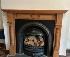 Fireplace Pine Wooden Frame with Cast Iron Insert