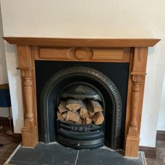 Fireplace Pine Wooden Frame with Cast Iron Insert