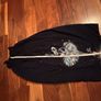 Hand-Painted Dark Blue Linen Maxi Skirt Signed Artwork Image 3