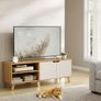 TV table  Stand with 2 doors, TV shelf for TV up to 60 inches, TV cabinet with adjustable shelves, for living room, dining room and bedroom, vintage brown Image 4