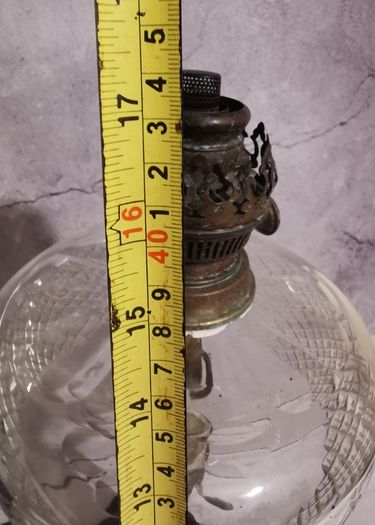 Antique Matador 15" Oil Lamp Glass Wood Base Brass Stem Burner Torch Light