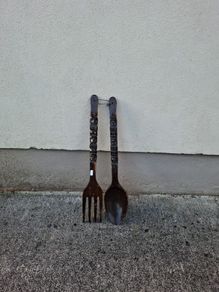 60cm cutlery decor in wood postage possible