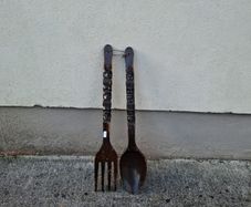 60cm cutlery decor in wood postage possible