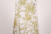 Marks &amp; Spencer White Olive Green Floral Print A-line Midi Skirt 14UK/42EU