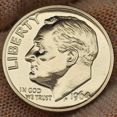 USA United States Silver Proof 1964 Roosevelt Dime Beautiful Gem Proof