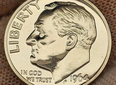 USA United States Silver Proof 1964 Roosevelt Dime Beautiful Gem Proof