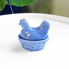 Vintage Ceramic Hen on Nest - salt and pepper