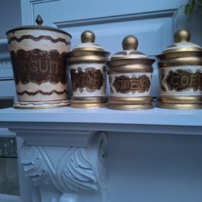 brass biscuit tea coffee sugar containers