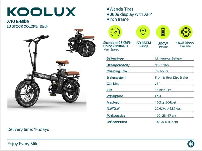 Koolux X10 Folding Bike