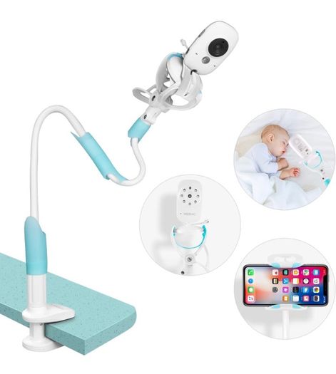 Baby Monitor Holder Universal Baby Camera Holder Baby Monitor Camera Mount Stand with Flexible Hose and Adjustable Clip and Fixed Straps