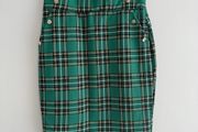 New Emerald Green Plaid Pencil Skirt