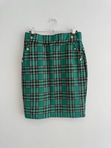 New Emerald Green Plaid Pencil Skirt