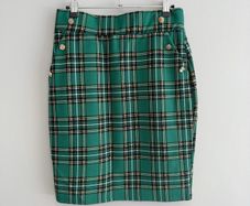 New Emerald Green Plaid Pencil Skirt